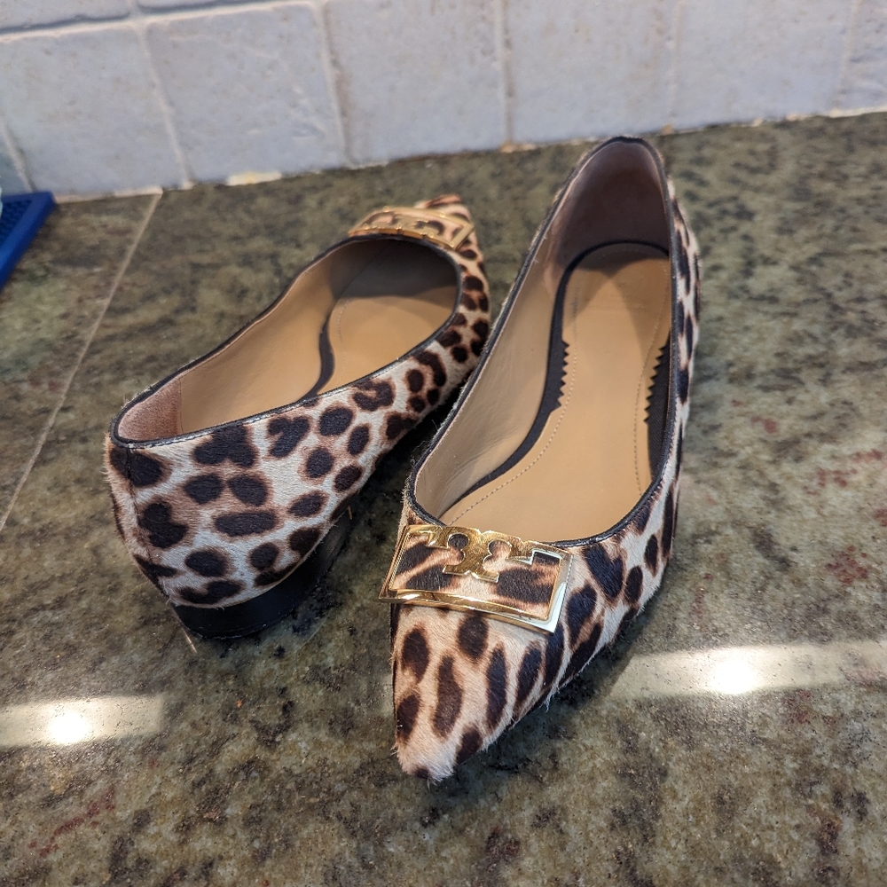 Tory Burch Gigi Leopard Print Pointed Toe Flats 8 M